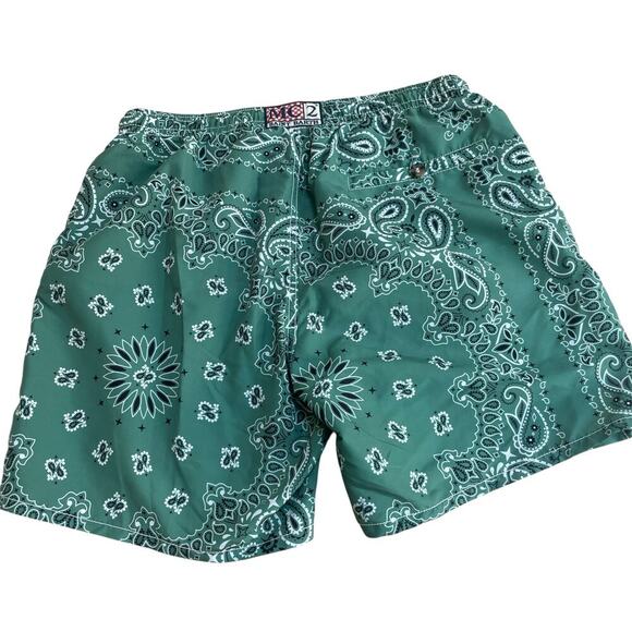 MC2 St Barth Swim Shorts/Trunks Mid-Length Caprese-Military Green Bandanna Print - Picture 5 of 16